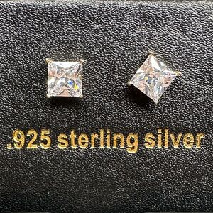 King Ice Princess Cut .925 Silver Earrings